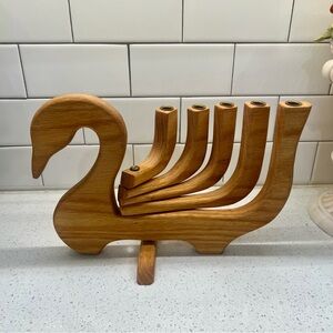 Wooden Swan Candle Holder